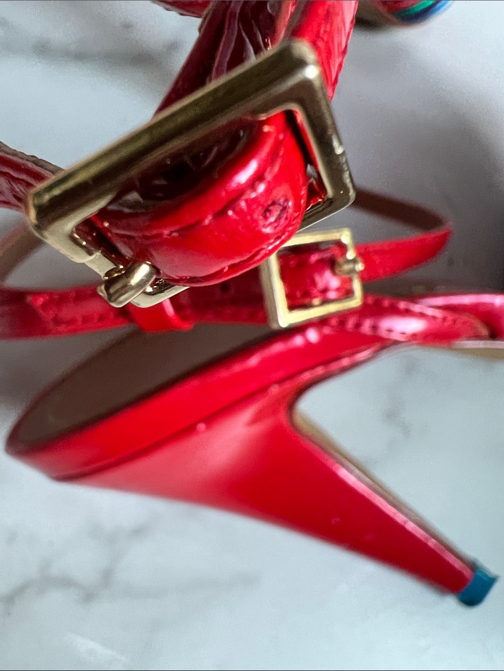 Zara Red High Heel Sandals with Multicolor Braided Straps size 37 fits size 6 - Picture 13 of 13